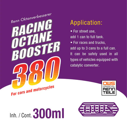 380 racing Octane booster (Increase Octane by 7-20Pts)